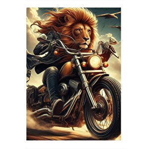 Motorcu Aslan Hız Tutkusu Tasarım Ahşap Tablo 25cmx 35cm 25x35 cm
