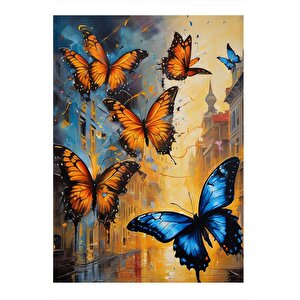 Renkli Kelebekler Modern Mdf Tablo 25cmx 35cm 25x35 cm