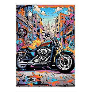 Renkli Motosiklet Art Mdf Poster 35cm X50cm 35x50 cm