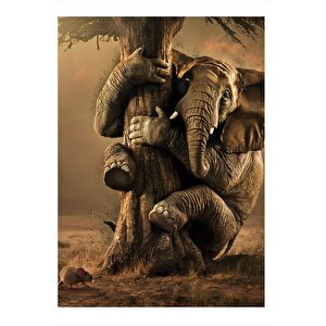 Fareden Korkan Fil Modern Mdf Tablo 35cm X50cm 35x50 cm
