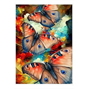 Pastel Renkli Kelebekler Modern Mdf Tablo 35cm X50cm 35x50 cm