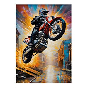 Cross Motosiklet Dekoratif Mdf Tablo 35cm X50cm 35x50 cm