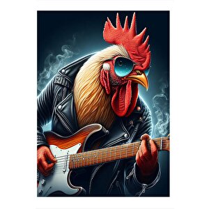 Gitar Çalan Horoz Art Mdf Tablo 25cmx 35cm 25x35 cm