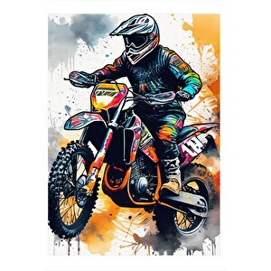 Cross Motosiklet Yarışçısı Mdf Poster 35cm X50cm 35x50 cm