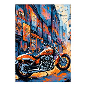 Chopper Motosiklet Model Ahşap Tablo 25cmx 35cm 25x35 cm