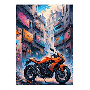 Turuncu Superbike Motosiklet Model Mdf Tablo 25cmx 35cm 25x35 cm