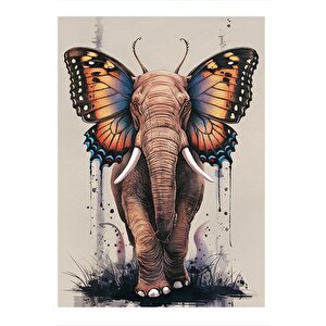Kelebek Kulaklı Fil Art Mdf Tablo 25cmx 35cm 25x35 cm