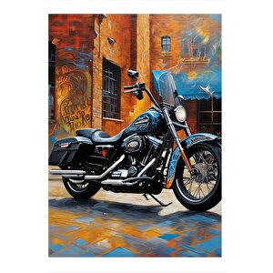 Siyah Chopper Motosiklet Art Mdf Poster 35cm X50cm 35x50 cm