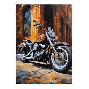 Turuncu Chopper Motosiklet Modern Mdf Tablo 35cm X50cm 35x50 cm