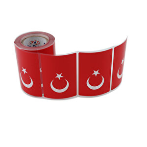 Kuşe Rulo Türk Bayrağı Etiketi 90mm X 60mm 300 Adet