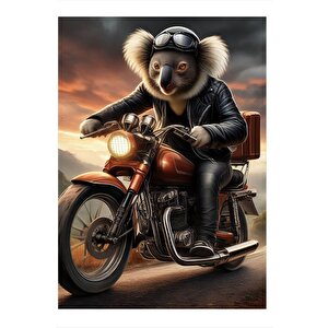 Motorcu Koala Dekoratif Mdf Tablo 35cm X50cm 35x50 cm