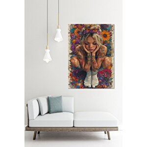 Dövmeli Kız Art Mdf Tablo 70cmx 100cm 70x100 cm