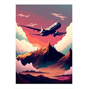 Bulutların Üzerindeki Uçak Tasarım Ahşap Tablo 25cmx 35cm 25x35 cm