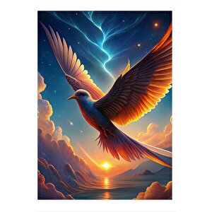 Uçan Beyaz Martı Art Mdf Poster 25cmx 35cm 25x35 cm