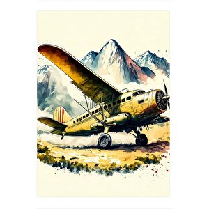 Tek Kanatlı Tek Motorlu Yolcu Uçak Art Mdf Tablo 35cm X50cm 35x50 cm