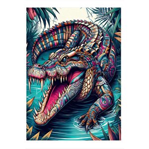 Dövmeli Yakuza Timsah Art Mdf Tablo 35cm X50cm 35x50 cm