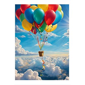 Uçan Balonlar Ve Sepet Modern Mdf Tablo 25cmx 35cm 25x35 cm