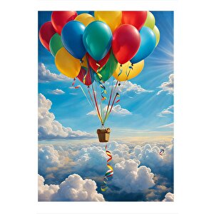 Uçan Balonlar Ve Sepet Modern Mdf Tablo 35cm X50cm 35x50 cm
