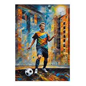 Futbol Oynayan Çocuk Tasarım Mdf Tablo 35cm X50cm 35x50 cm