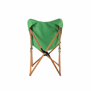 Ahşap Katlanır Kamp Ve Bahçe Sandalyesi - Kahverengi Iskelet - Yeşil Kılıf