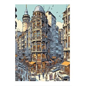 İstanbul'dan Bir Manzara Mdf Poster 25cmx 35cm 25x35 cm