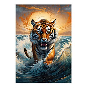 Denizler İçindeki Kaplan  Model Mdf Tablo 35cm X50cm 35x50 cm