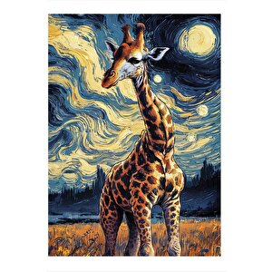 Van Gogh'un Gecesindeki Zürafa Modern Mdf Tablo 25cmx 35cm 25x35 cm