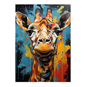 Renkli Zürafa Tasarım Mdf Tablo 25cmx 35cm 25x35 cm
