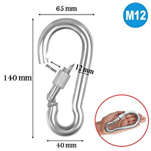 Kilitli 12 Mm Karabina Yaylı Kanca Paslanmaz Çelik Kilit Tırmanma Olta Kamp Ekipmanları Hamak Anahtar Askı Kilidi (5 Adet)