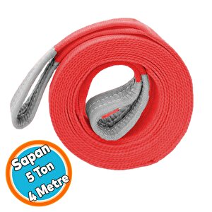 Sapan Polyester Spanzet 5 Ton 4 Metre Kırmızı Sağlam Yük Kaldırma Taşıma İndirme Halat