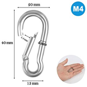 Karabina Yaylı Kanca Paslanmaz Çelik Kilit Tırmanma Dağcılık Kamp Ekipmanları Salıncak Hamak Anahtar Askı Kilidi (4 Mm)