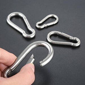 Karabina Yaylı Kanca Paslanmaz Çelik Kilit Tırmanma Dağcılık Kamp Ekipmanları Salıncak Hamak Anahtar Askı Kilidi (8 Mm)