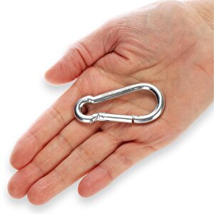 Karabina Yaylı Kanca Paslanmaz Çelik Kilit Tırmanma Dağcılık Kamp Ekipmanları Salıncak Hamak Anahtar Askı Kilidi (8 Mm)