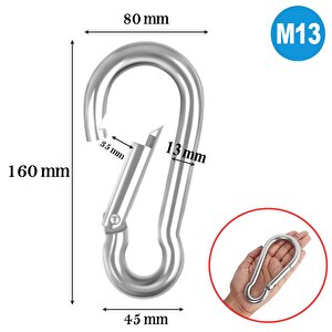 Karabina Yaylı Kanca Paslanmaz Çelik Kilit Tırmanma Dağcılık Kamp Ekipmanları Salıncak Hamak Anahtar Askı Kilidi (13 Mm)