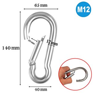 Karabina Yaylı Kanca Paslanmaz Çelik Kilit Olta Dağcılık Kamp Malzemeleri Salıncak (12 Mm) 5 Adet