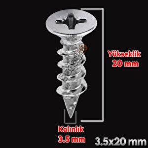 Sunta Vidası Sivri Uçlu Ahşap Tahta Ağaç Mobilya Ayak Kulp Vidası 3.5x20 Mm Paket 1000 Adet