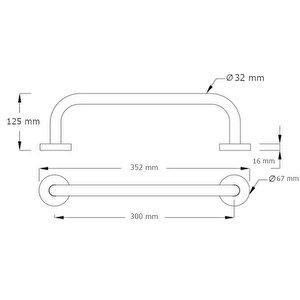 Yaşlı Hasta Engelli Çap: 32 Mm Tutunma Barı 30 Cm Paslanmaz