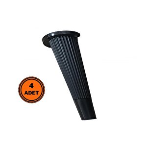 4 Adet Stil Açılı Konik Plastik Mobilya Ayak Siyah 16 Cm Koltuk Ayağı