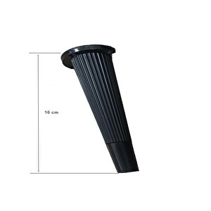 4 Adet Stil Açılı Konik Plastik Mobilya Ayak Siyah 16 Cm Koltuk Ayağı