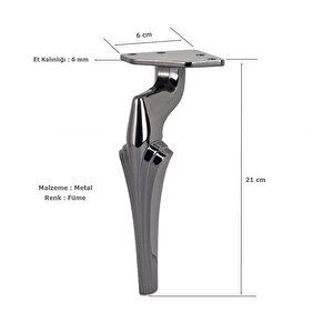 Zeus Lüx Metal Ayak 21 Cm Füme Mobilya Koltuk Ayağı