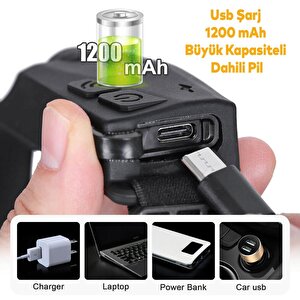 Kafa Lambası Sensörlü Ledli Şarjlı Pilli Kamp Kafa Feneri El Feneri 5+3 W 350 Lümen