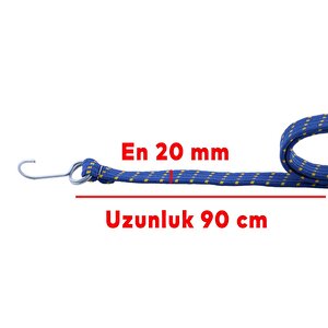 Oto Araç Araba Bagaj Lastiği Geniş Kancalı Bisiklet Sabitleme Yük Taşıma Lastik 20 Mm X 90 Cm