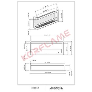 Korflame Sol Açık 130 Cm Bioetanol Şömine