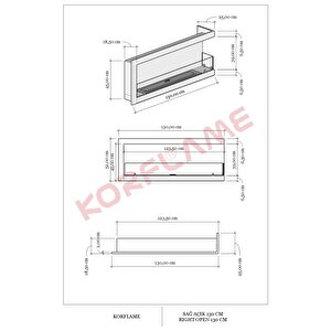 Korflame Sağ Açık 130 Cm Bioetanol Şömine
