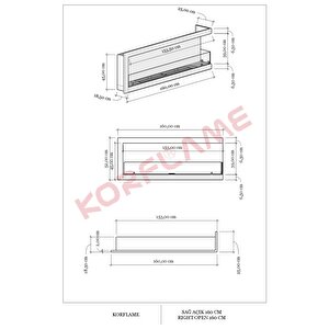 Korflame Sağ Açık 160 Cm Bioetanol Şömine