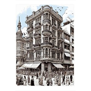Siyah Beyaz Şehir Hediyelik Mdf Tablo 35cm X50cm 35x50 cm