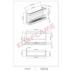 Korflame U Tipi 100 Cm Bioetanol Şömine