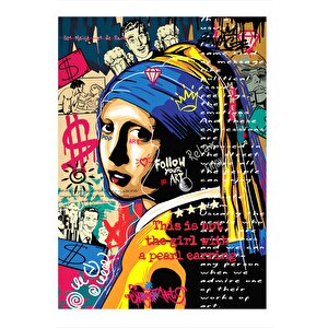 İnci Küpeli Kız Pop Art Modern Ahşap Tablo 25cmx 35cm 25x35 cm
