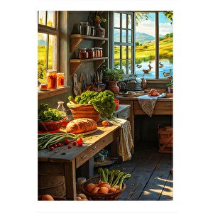 Ciftlik Evindeki Mutfak Mdf Tablo 35cm X50cm 35x50 cm