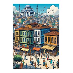 İstanbul'da Bir Semt Mdf Tablo 35cm X50cm 35x50 cm